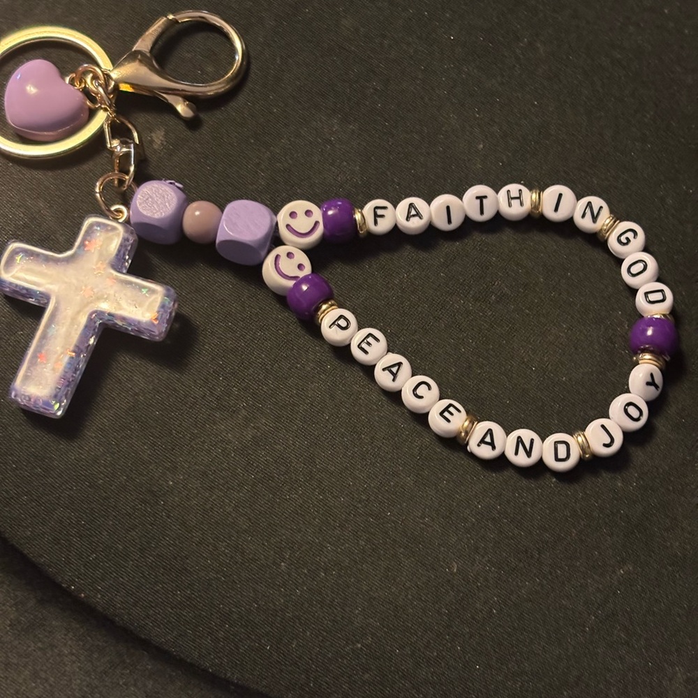 Kids Faith and Joy Beaded Keychain